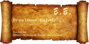 Breslauer Baldó névjegykártya